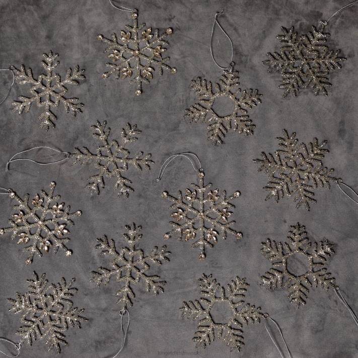 King of Christmas Beaded Snowflake Ornaments (12 Pack) 82FF141 Accessories