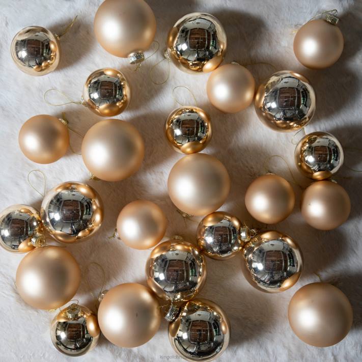 King of Christmas Gold Essential Glass Ornaments (24 Pack) 82FF118 Accessories