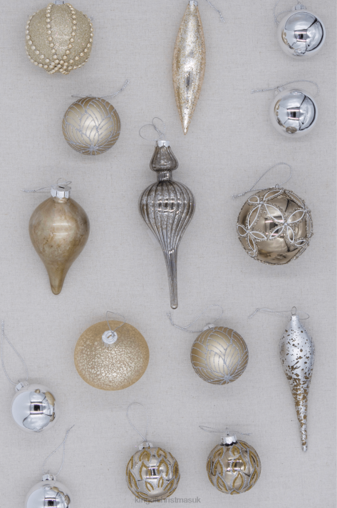 King of Christmas Mixed Metals 15-Piece Glass Ornament Set (Silver-Gold) 82FF117 Accessories