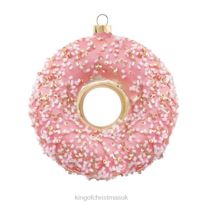 King of Christmas Pink Sprinkled Donut Glass Ornament (4 Pack) 82FF150 Accessories