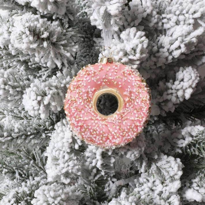 King of Christmas Pink Sprinkled Donut Glass Ornament (4 Pack) 82FF150 Accessories