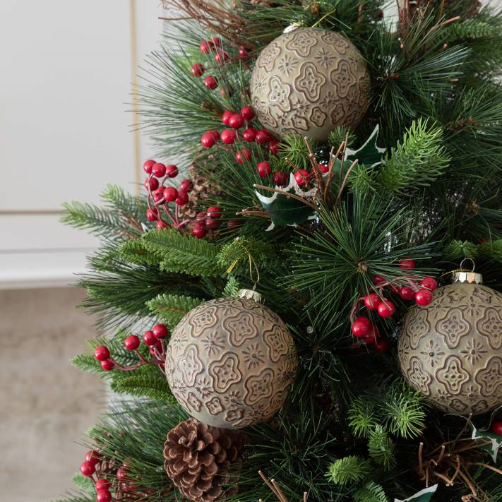 King of Christmas Rustic Green Glass Ornament (4 Pack) 82FF136 Accessories