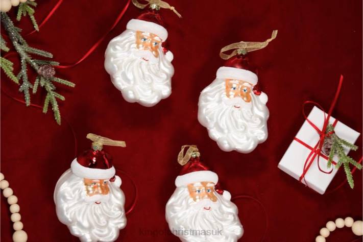 King of Christmas Santa Glass Ornament (4 Pack) 82FF147 Accessories