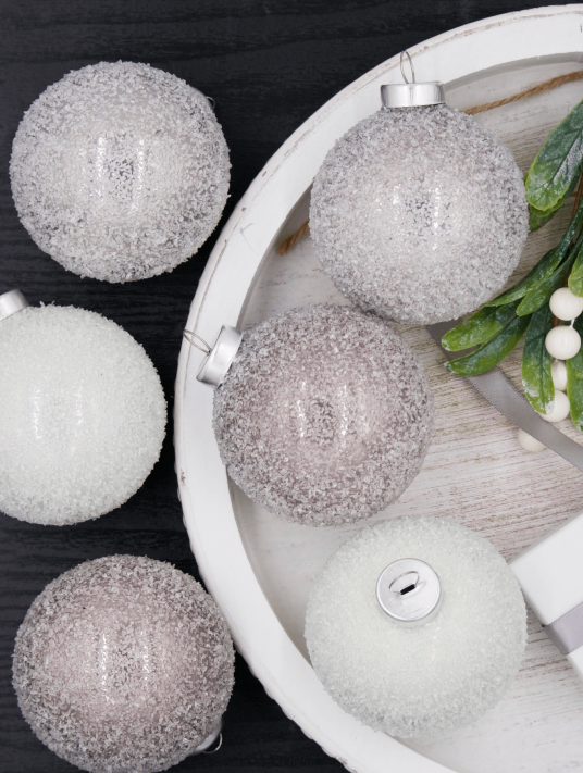 King of Christmas Silver Frosted Ornament Set (6 Pack) 82FF138 Accessories