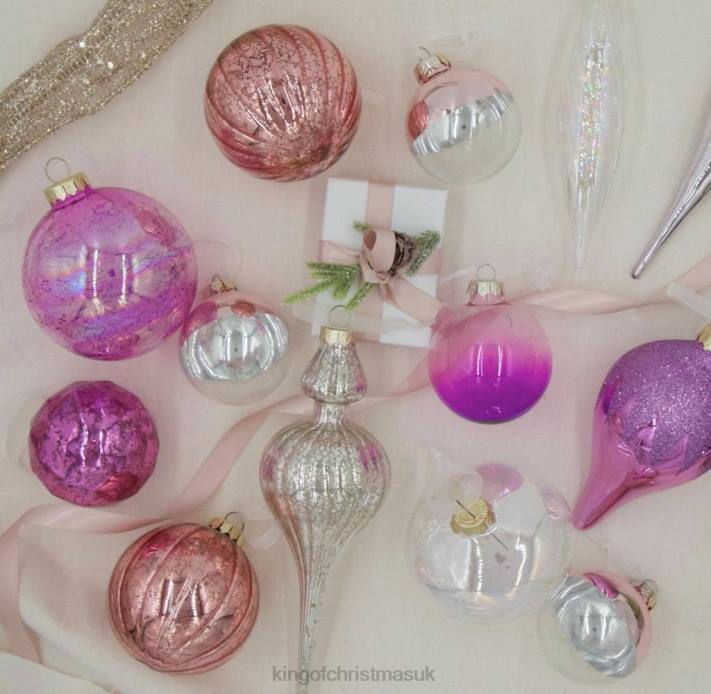 King of Christmas Sweet 30-Piece Glass Ornament Set (Pink - Purple) Limited Edition 82FF149 Accessories