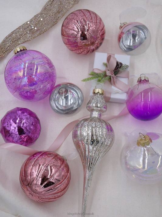 King of Christmas Sweet 30-Piece Glass Ornament Set (Pink - Purple) Limited Edition 82FF149 Accessories