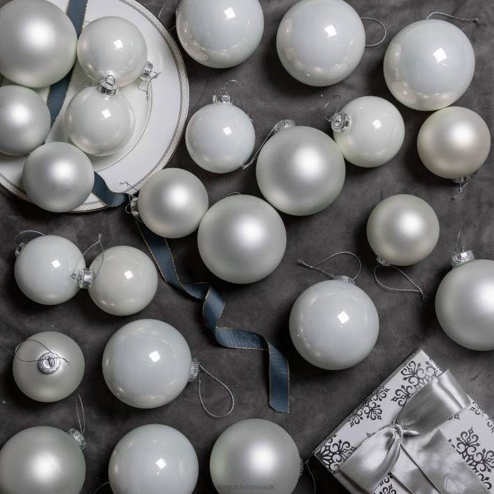 King of Christmas White Essential Glass Ornaments (24 Pack) 82FF115 Accessories