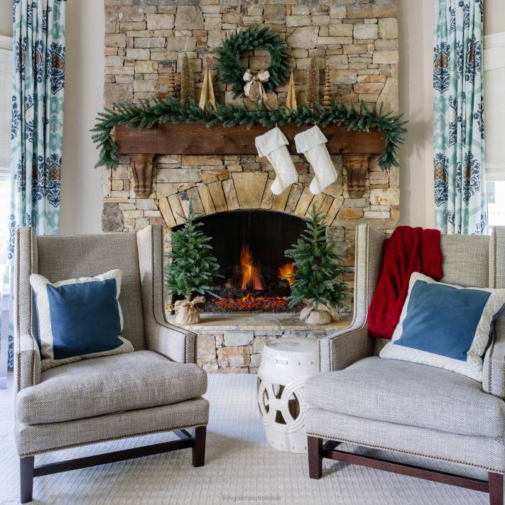 King of Christmas Noble Fir Collection 4-Piece Set with Warm White LED Lights (Battery Operated) 82FF108 Accessories