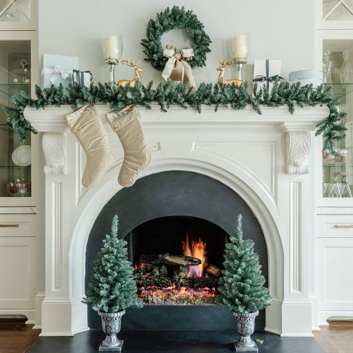 King of Christmas Tribeca Spruce Blue Collection 4-Piece Set with Warm White LED Lights (Battery Operated) 82FF107 Accessories