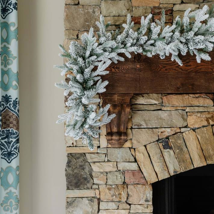 King of Christmas 9' x 12" Queen Flock Garland with LED Lights (Plug Operated) 82FF86 Accessories