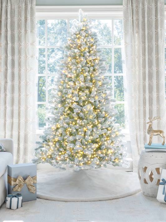 King of Christmas 7.5' Flock Artificial Tree 800 Warm White Led Lights 82FF45 Accessories