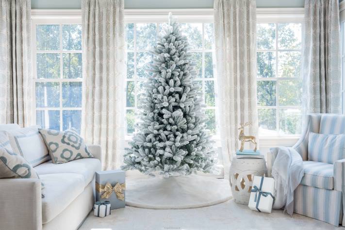 King of Christmas 7.5' Flock Artificial Tree 800 Warm White Led Lights 82FF45 Accessories