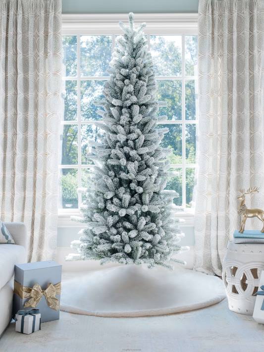 King of Christmas 7.5' Flock Slim Christmas Tree Warm White Led Lights 82FF35 Accessories