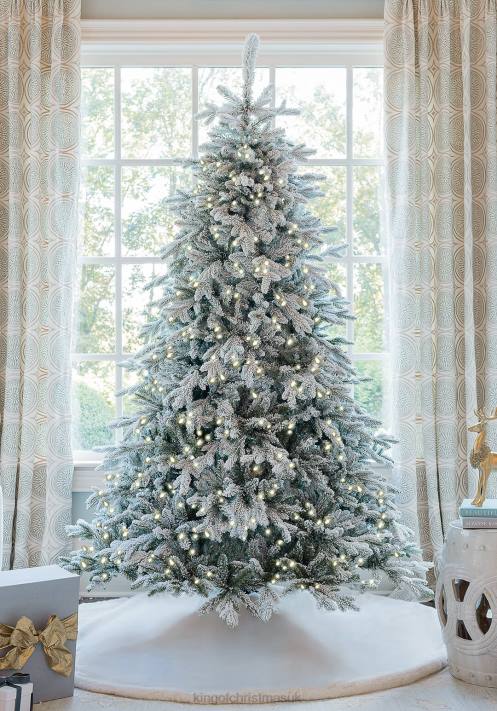 King of Christmas 7.5' Queen Flock Tree with 800 Warm White LED Lights 82FF34 Accessories