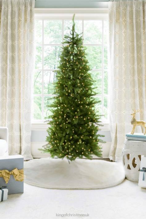 King of Christmas 7.5' Yorkshire Fir Slim Tree with Warm White LED Lights 82FF44 Accessories