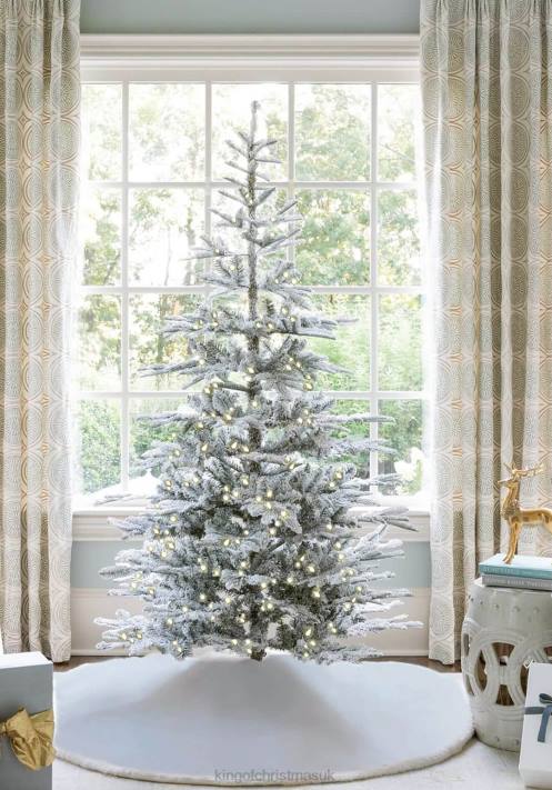 King of Christmas 7' Noble Flock Artificial Christmas Tree with 500 Warm White LED Lights 82FF22 Accessories