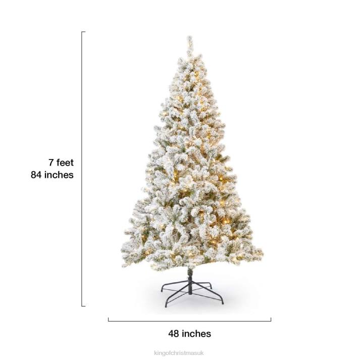 King of Christmas 7' Prince Flock Tree 400 Warm White Led Lights 82FF29 Accessories