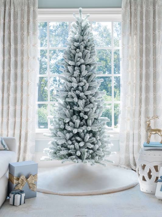 King of Christmas 9' Flock Slim Artificial Christmas Tree with 900 Warm White LED Lights 82FF12 Accessories
