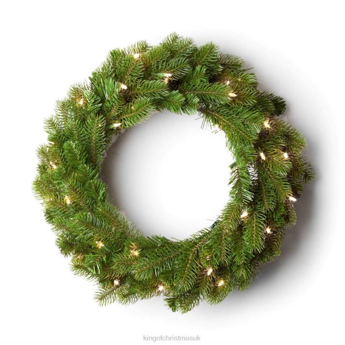King of Christmas 24" Douglas Fir Wreath with Warm White LED Lights (Battery Operated) 82FF61 Accessories